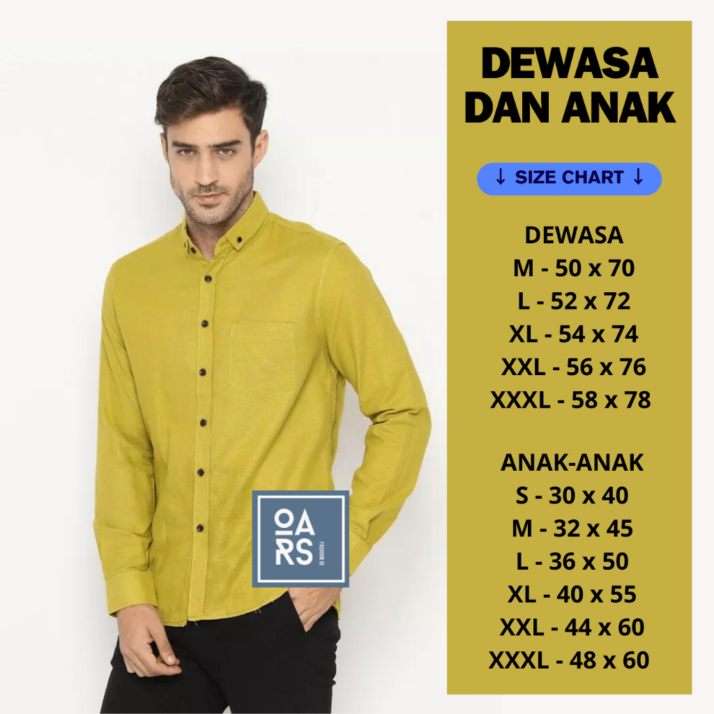 kemeja Couple Ayah dan Anak laki laki lengan panjang polos warna lemon linen bahan katun casual form