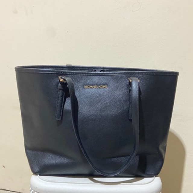 Preloved Tas Michael Kors MK Jet Set Travel Tote Bag Large Saffiano Leather