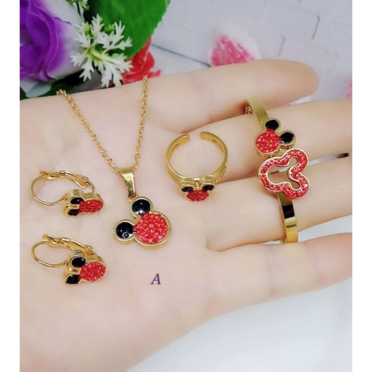 HWDY2305 GROSIR Titanium Perhiasan Set Anak Permata