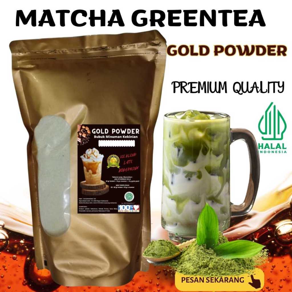 GOLD Powder 1 Kg RASA GREENTEA Bubuk Minuman Instan /serbuk minuman kekinian Es Teh Jumbo