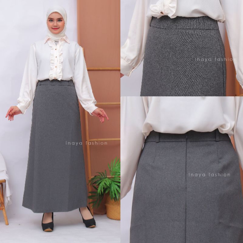 Rok Kerja Panjang Hitam Rok A Bahan Formal Kantor / Rok Panjang Wanita Hitam Polos