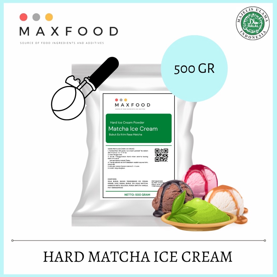 

HEMAT PROMO✅ MAXFOOD - Hard Matcha Ice Cream / Bubuk Es Krim Green Tea 500 Gram