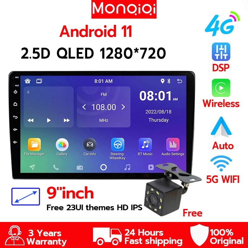 Monqiqi  7/9/10 Inch Car Navigasi Radio Mobil Navigasi 2GB 4GB RAM 32GB ROM Android 11 Head Unit 2.5