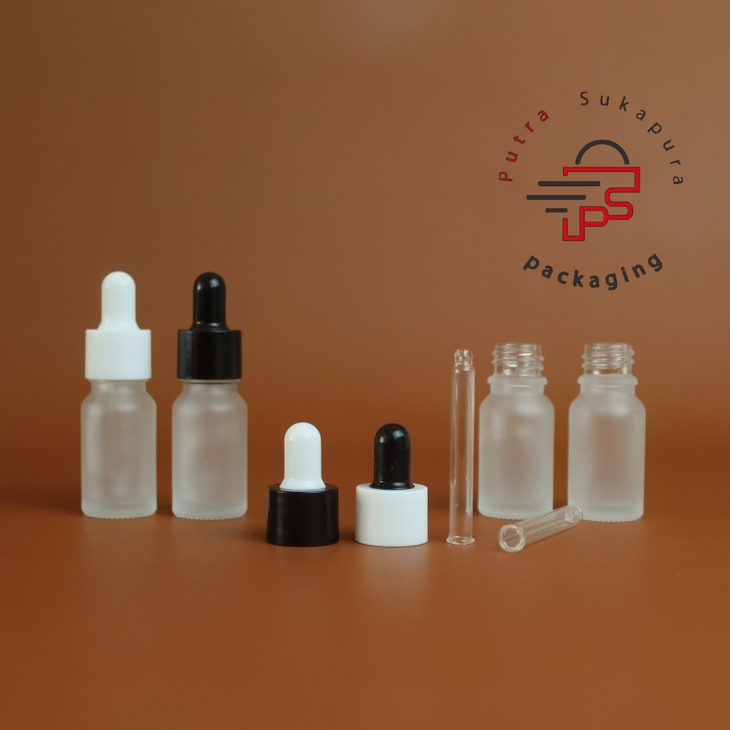 Botol kaca pipet 10ml frosted / botol serum 10ml frosted ring smooth / Botol kosmetik 10ml kaca