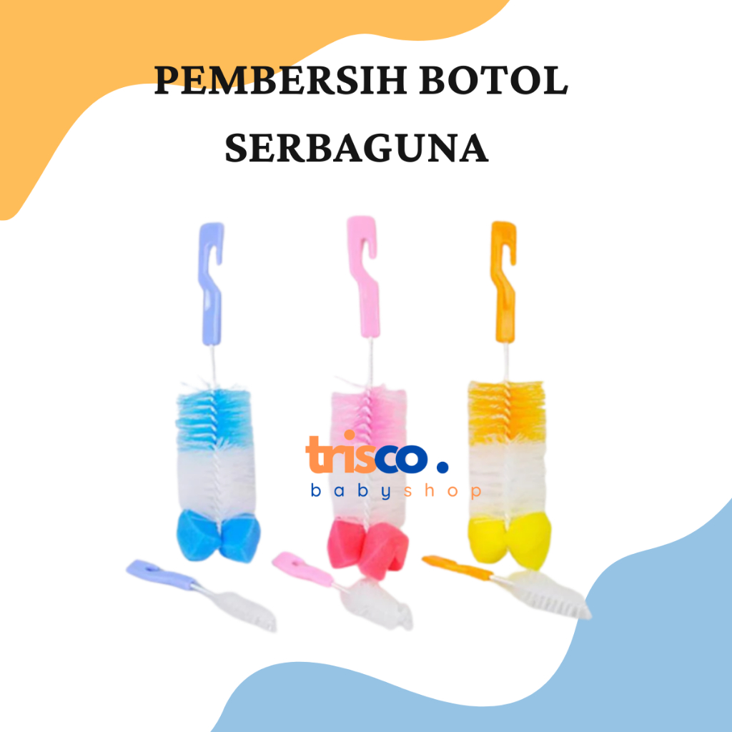 Spons Sikat Pembersih Botol dan Nipple Dot Sedotan 2 in 1