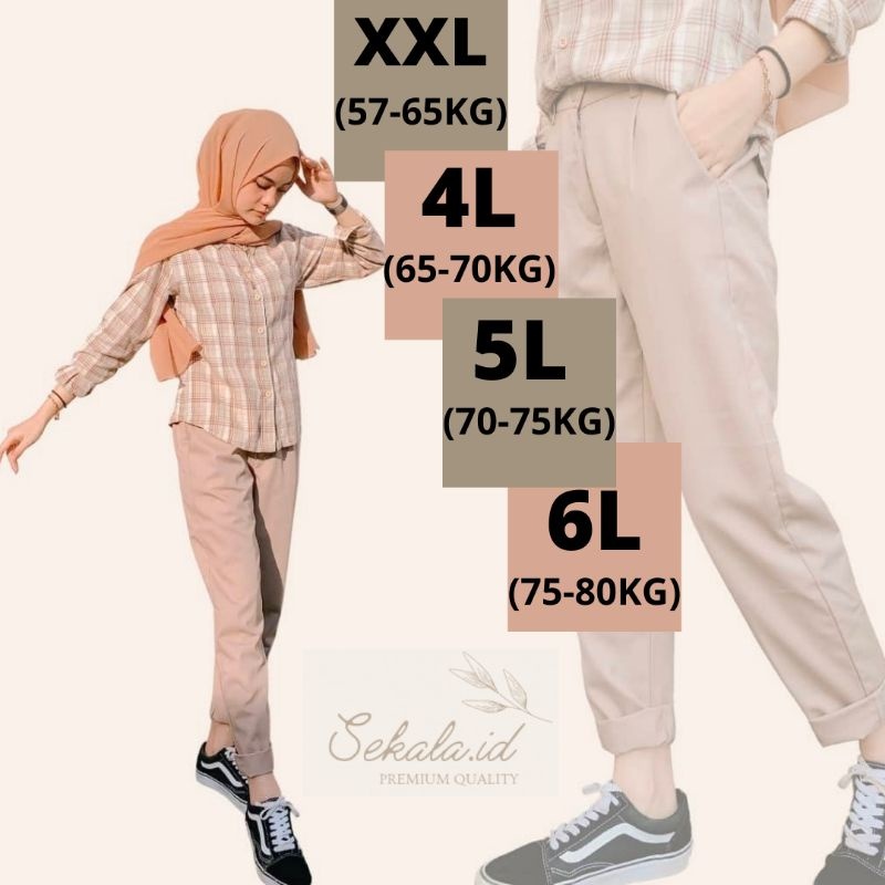 BAGGY PANTS BAHAN TEBAL- Celana Panjang Wanita Latte Nude Army Baggy Baggi Begi Baggie Begie Bagi Og