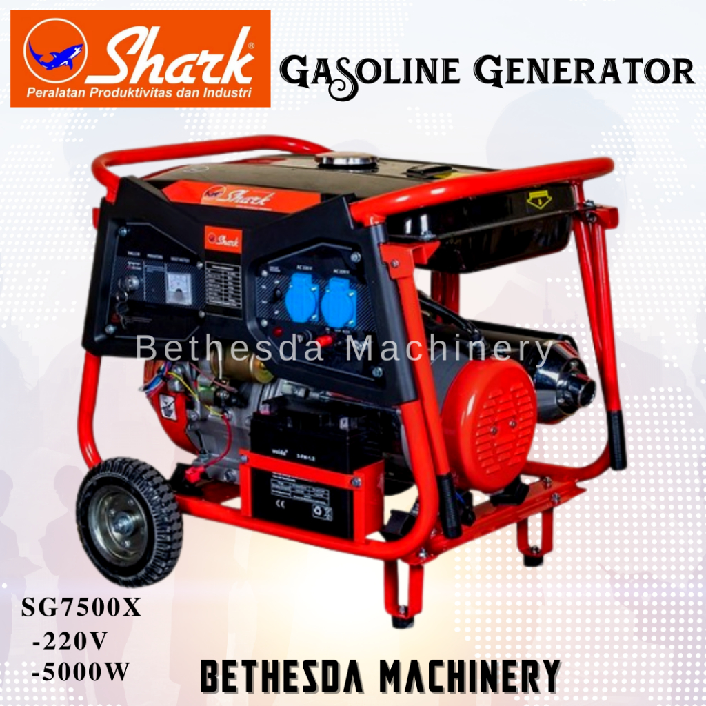 Genset Listrik 5000Watt Bensin Generator Engine Shark SG7500X Genset Portable