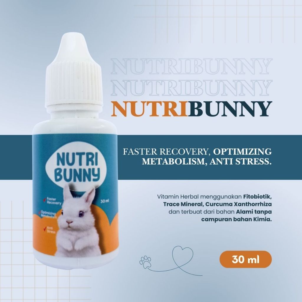 Nutribunny Vitamin Kelinci 30 ml vitamin herbal komplit untuk masalah kelinci plus probiotik Alami