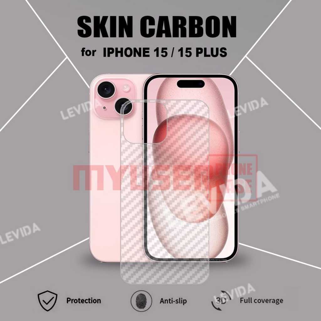 Skin Carbon iPhone 15 iPhone 15 Plus iPhone 15 Pro iPhone 15 Pro Max Back Skin Carbon Garskin Anti G