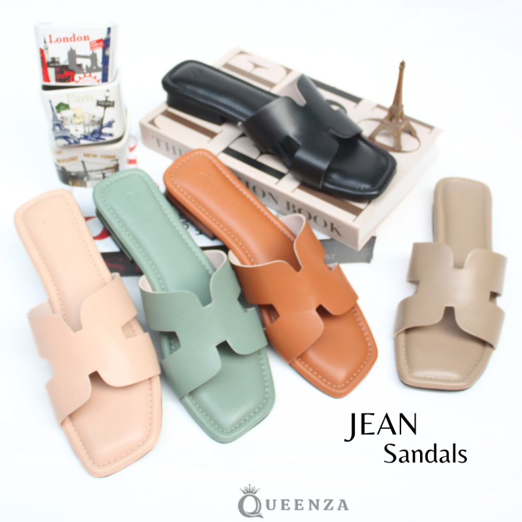 Queenza Jean Sandal Wanita Sendal Teplek