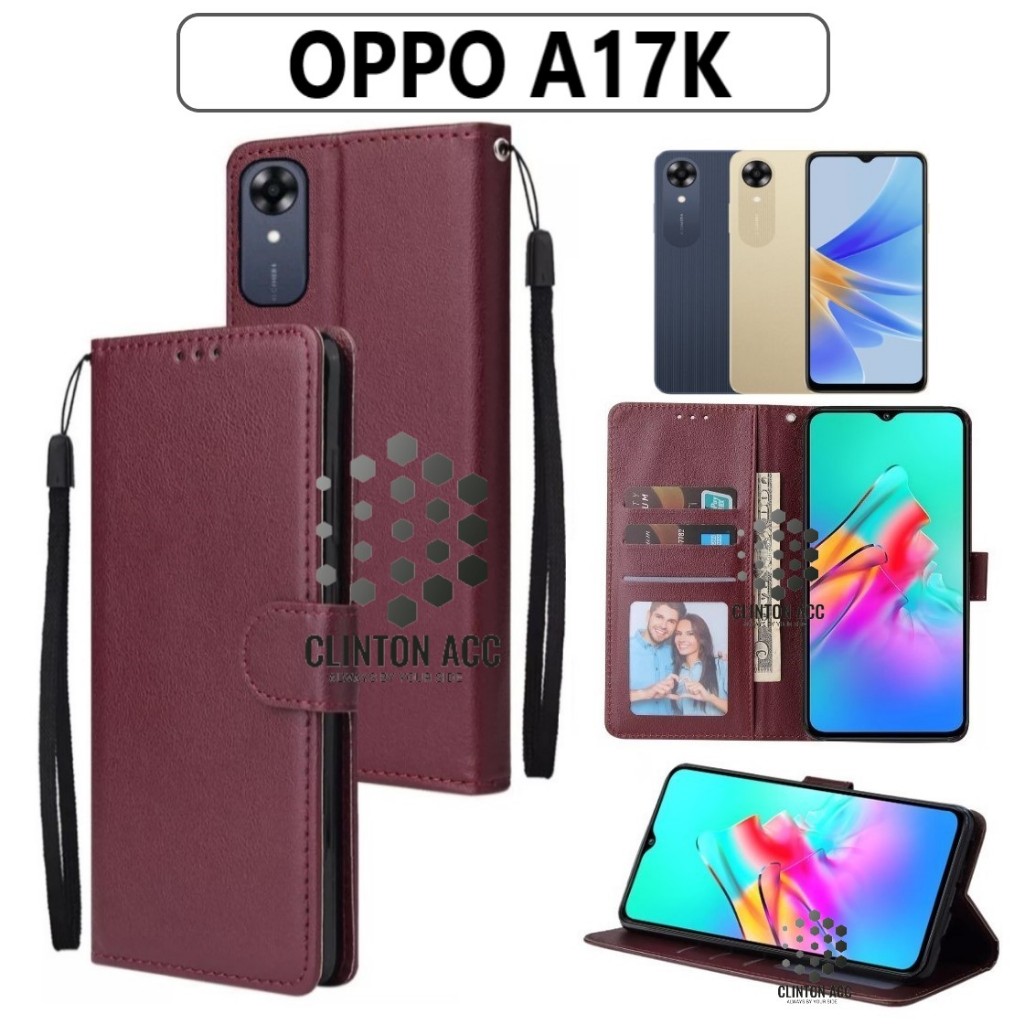 CASE HP OPPO A17K FLIP WALLET LEATHER DOMPET KULIT SOFTCASE PREMIUM FLIP COVER SARUNG BUKA TUTUP FLI