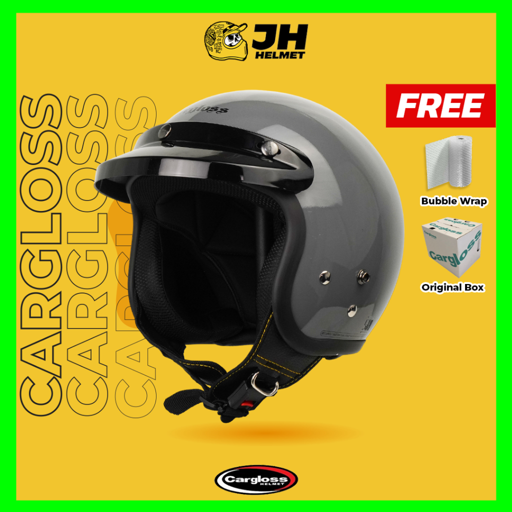 Helm Cargloss Retro Original CFM Solid Dark Grey Glossy | Helm Half Face | JUAL HELM