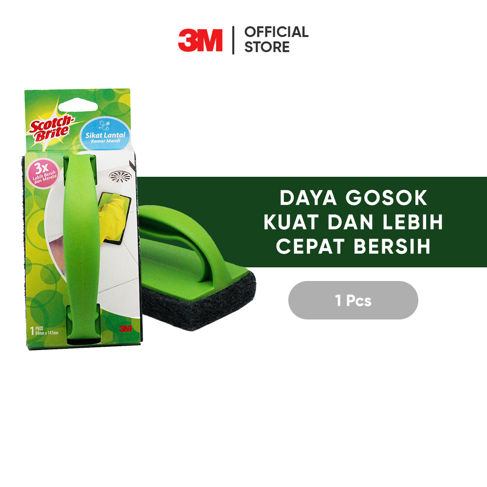 3M™ Scotch-Brite® Sikat Lantai Kamar Mandi, Daya gosok kuat dan lebih bersih, 1 pc, 15x9 cm, Untuk d