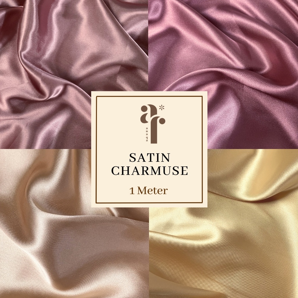 1 Meter Kain Satin Silk Charmuse Premium // Sateen Sutra Kilap PREMIUM