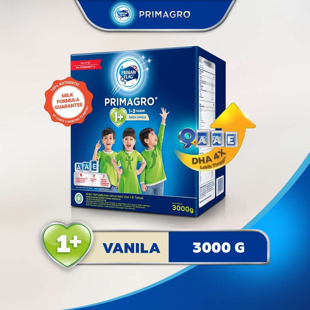 Frisian Flag Primagro 1+ 3000 gr - Frisian Flag Primagro 1+ Susu Pertumbuhan 3 kg