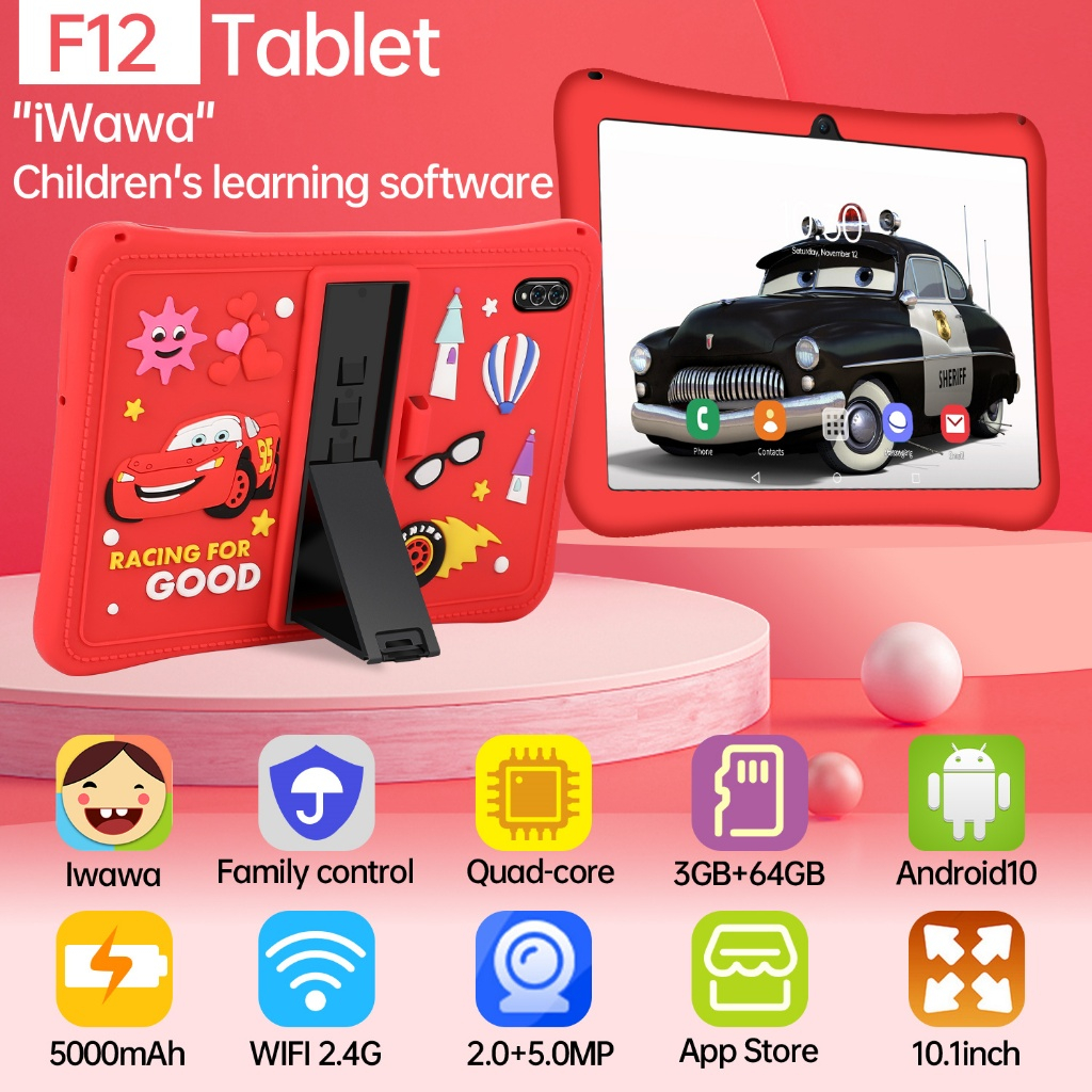【100% ORI 】Baru Tablet Anak Anak F12 3GB+64GB 5000mAh 10.1inch WiFi 5G Murah Tablet Kids Anak HD Touch Screen Children's Tablet Android Tablet Untuk Belajar Mengaji
