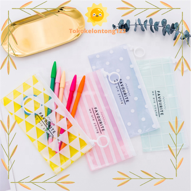 

Tempat pensil pulpen transparan ziplock/Tempat penyimpanan kosmetik pouch ziplock