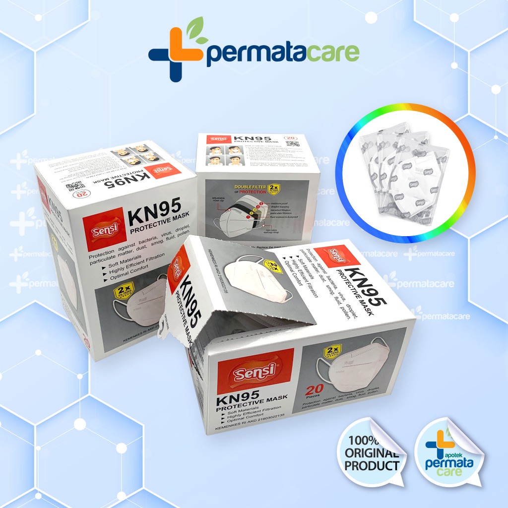 KN95 Masker Sensi 5Ply Earloop Double Filter - Isi 20 Pcs