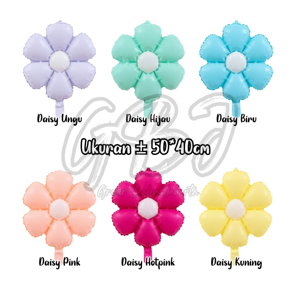 Balon Foil MINI Bunga Kecil Daisy Pastel / Balon Bunga Matahari Pastel Edition