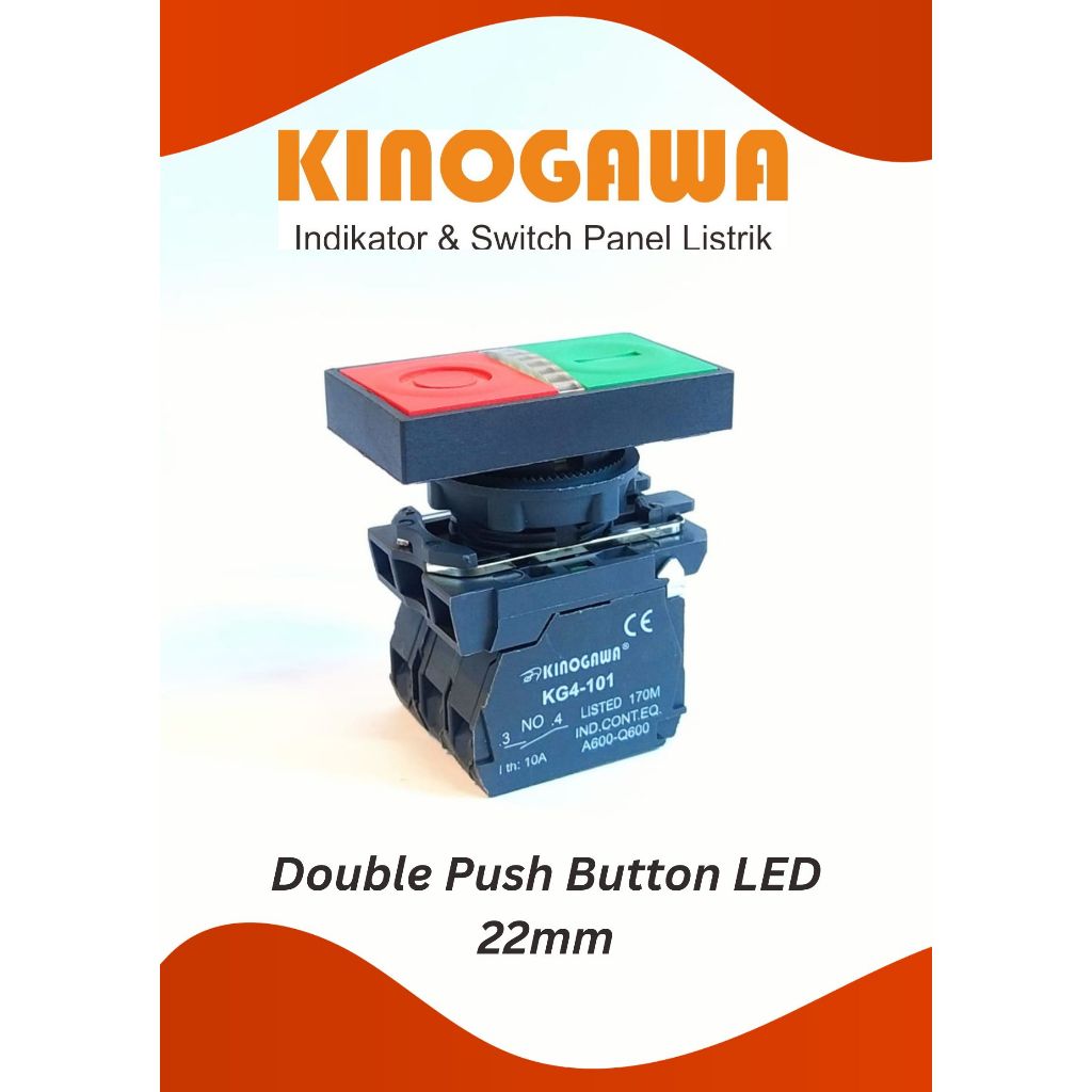 KINOGAWA Tombol ON OFF Push Button 22mm Plastik Saklar Tekan Tombol Panel Mesin Industri ON OFF Sakl