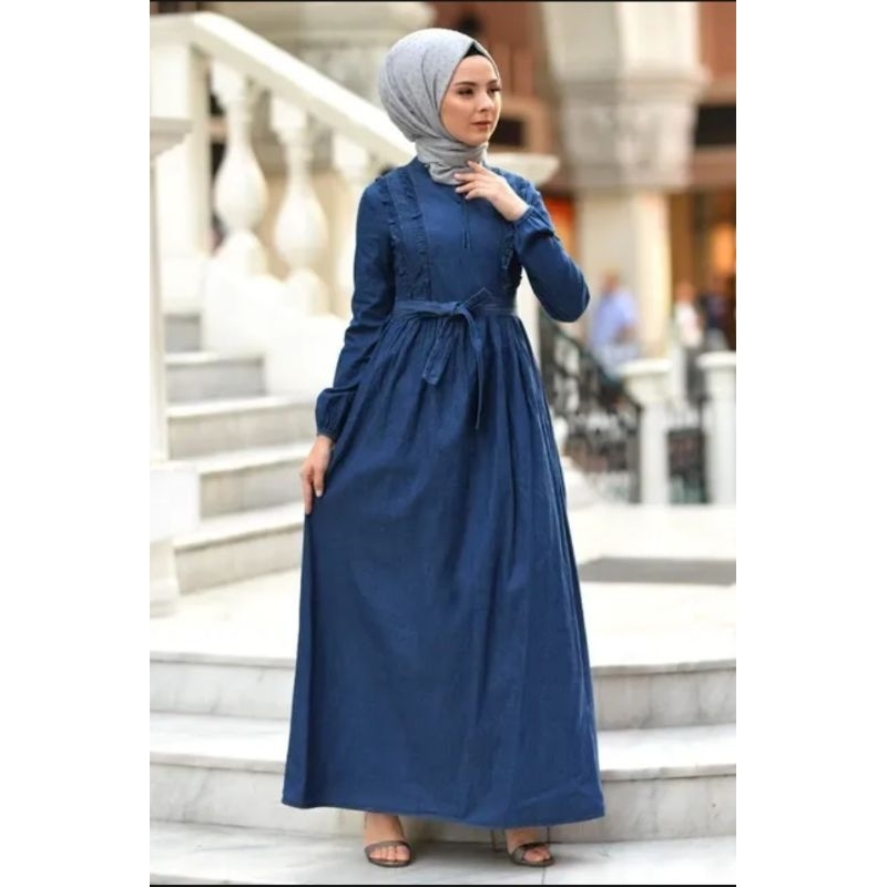 Gamis Jeans Kriwil Wanita Terbaru 2022 Gamis Terbaru Gamis Gamis Terbaru 2022 - Baju Lebaran Terbaru