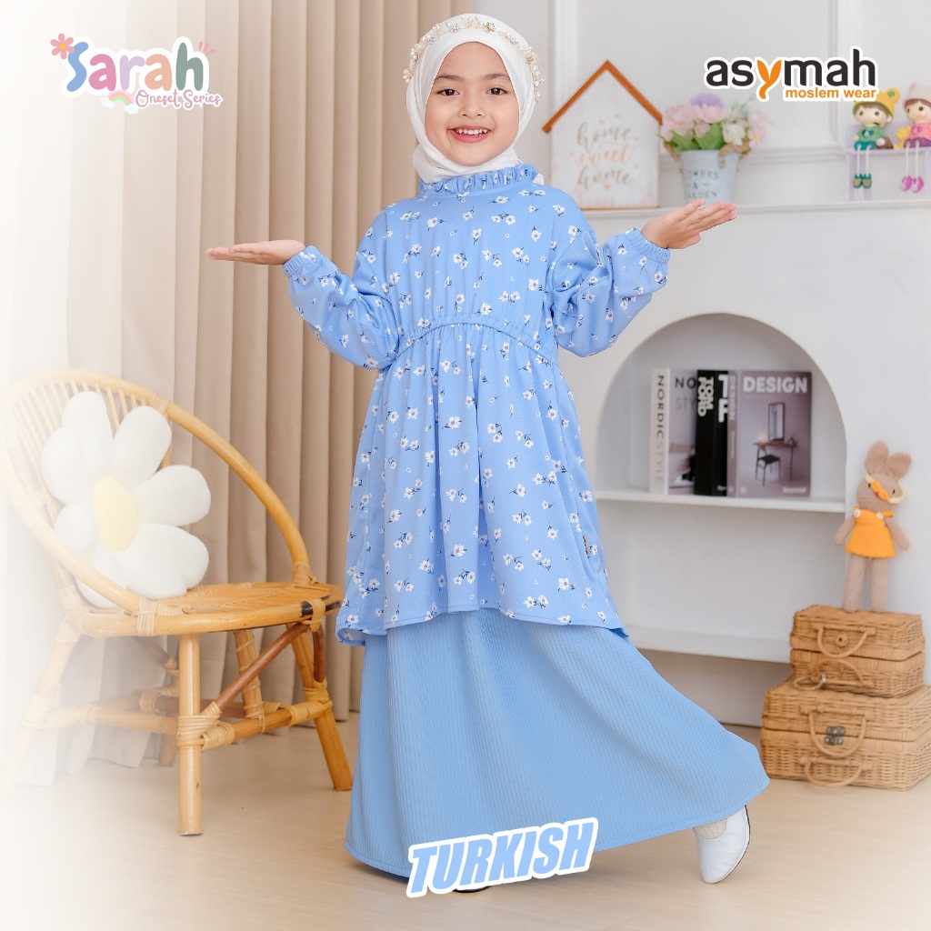 ASYMAH One Set Rok Pakaian Muslim Pakaian anak perempuan set rok Sarah series