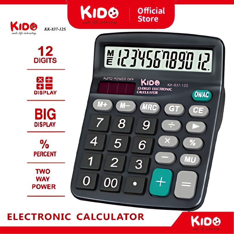 

Kalkulator Energi Surya 12-Digit Electronic Calculator KIDO KK-837-12S