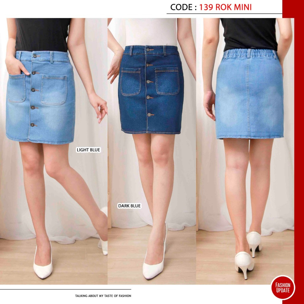 COD ROK MINI/MODEL KANCING DEPAN AKTIF SEMUA/ROK ATAS LUTUT/BAHAN JEANS/BAHAN STRET ATAU KARET/BISA 