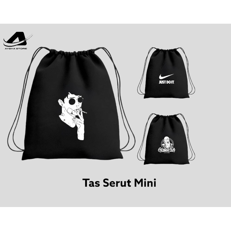 Tas Serut MURAH Warna HITAM/ Tas Sekolah Remaja Anak-Anak Pria Wanita