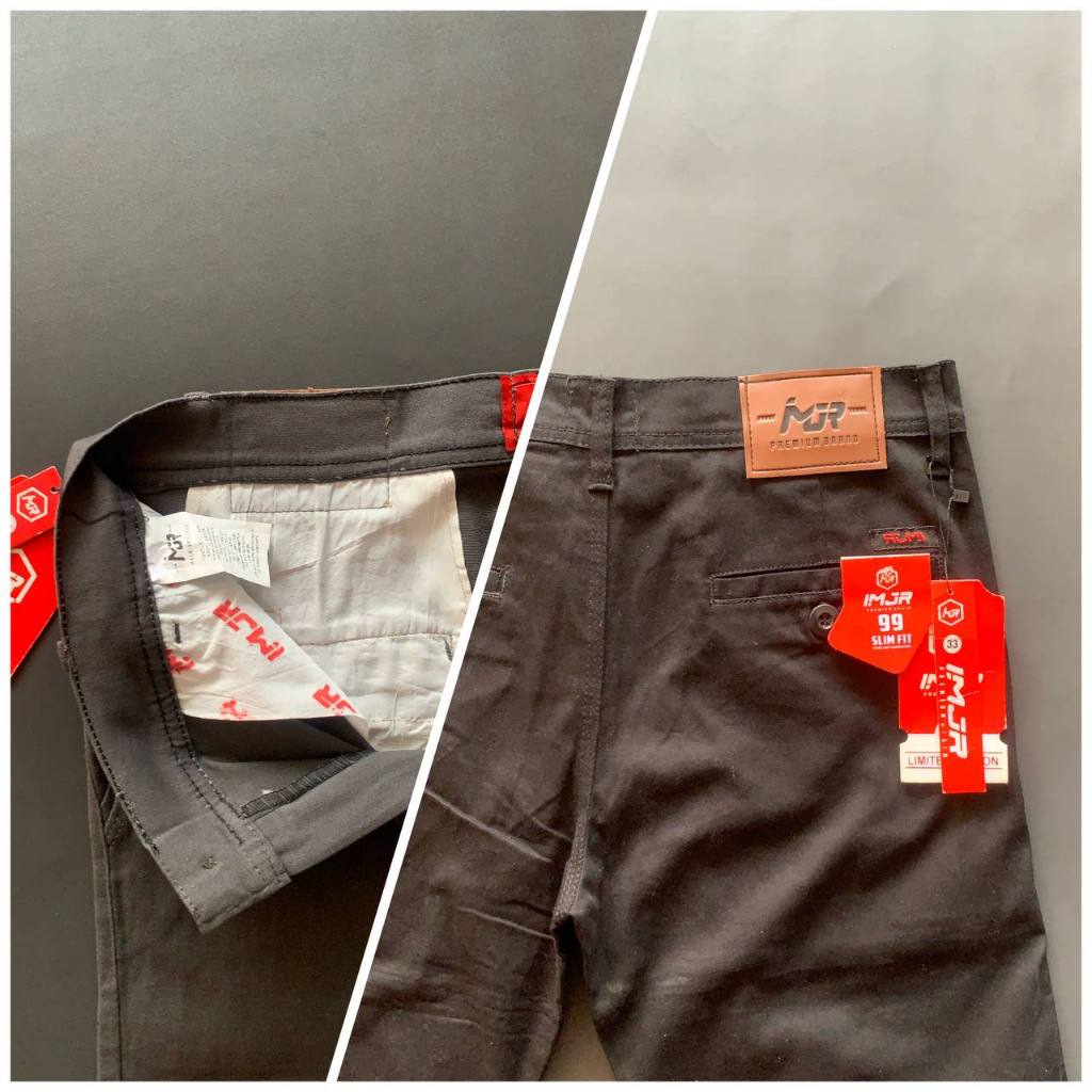 Celana Panjang Pria Chino Cowok Dewasa 28 Sampai 38 Bahan Melar Elastis Slimfit Casual Style Hitam Kerja Kantoran