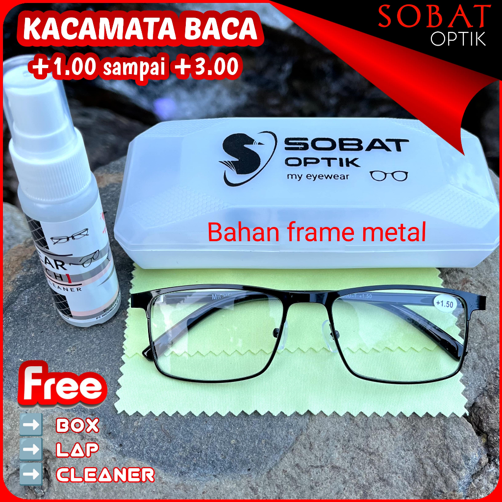 Kacamata Baca Kacamata Plus Bahan Metal Pria dan Wanita Ukuran +1.00 sampai +3.00