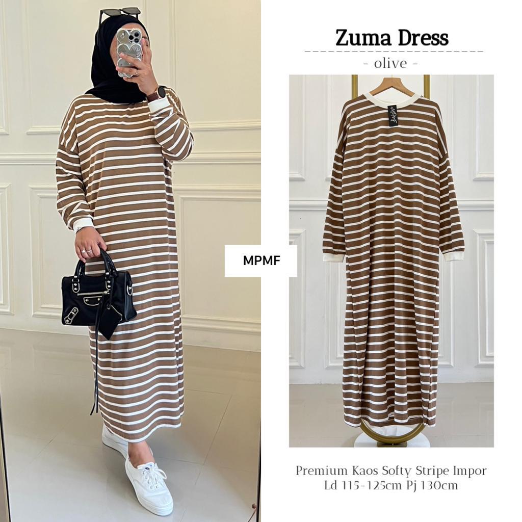 YEONA ZUMA DRESS GAMIS STRIPE KAOS ORI BY MPMF
