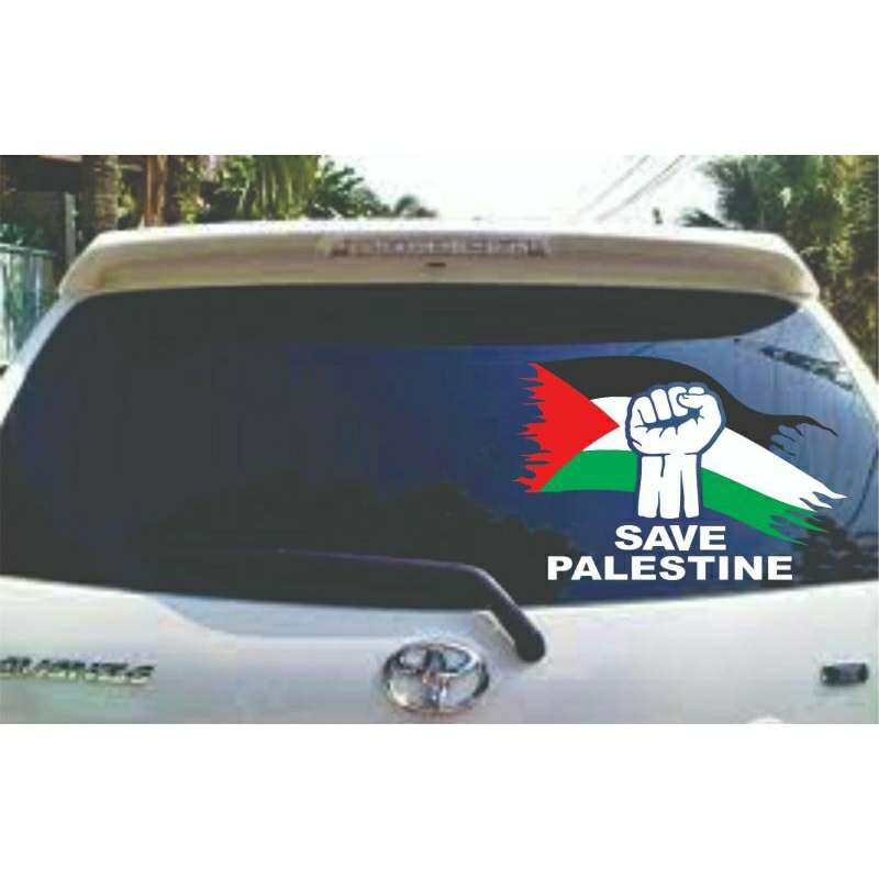 sticker cutting save Palestine stiker kaca mobil save palestine