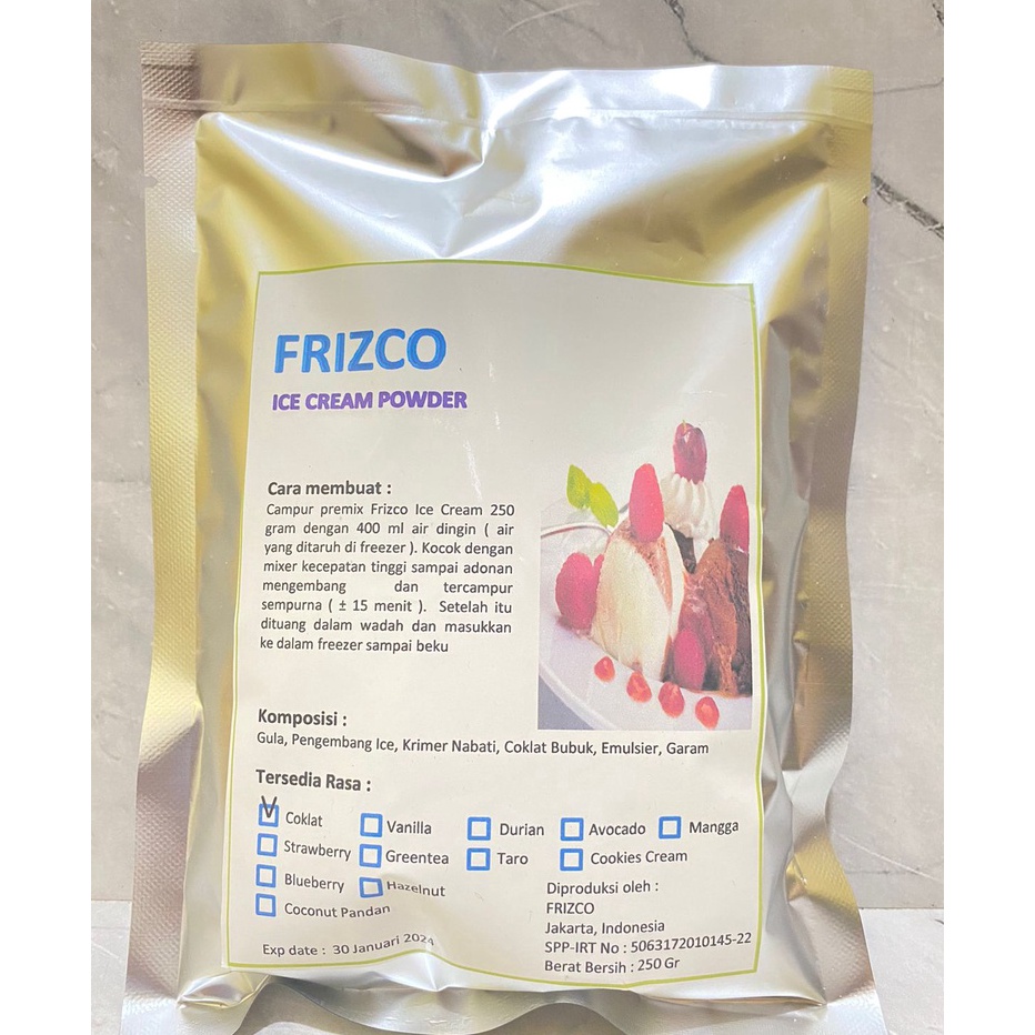 

Terupdate FRIZCO ICE CREAM POWDER 250gr/TEPUNG INSTAN ES KRIM ➣✷✮