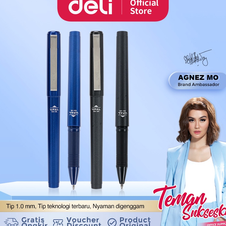 

#Sale Deli Business Gel Pen / Pulpen Gel Profesional 1.0mm Casing Metal EG61
