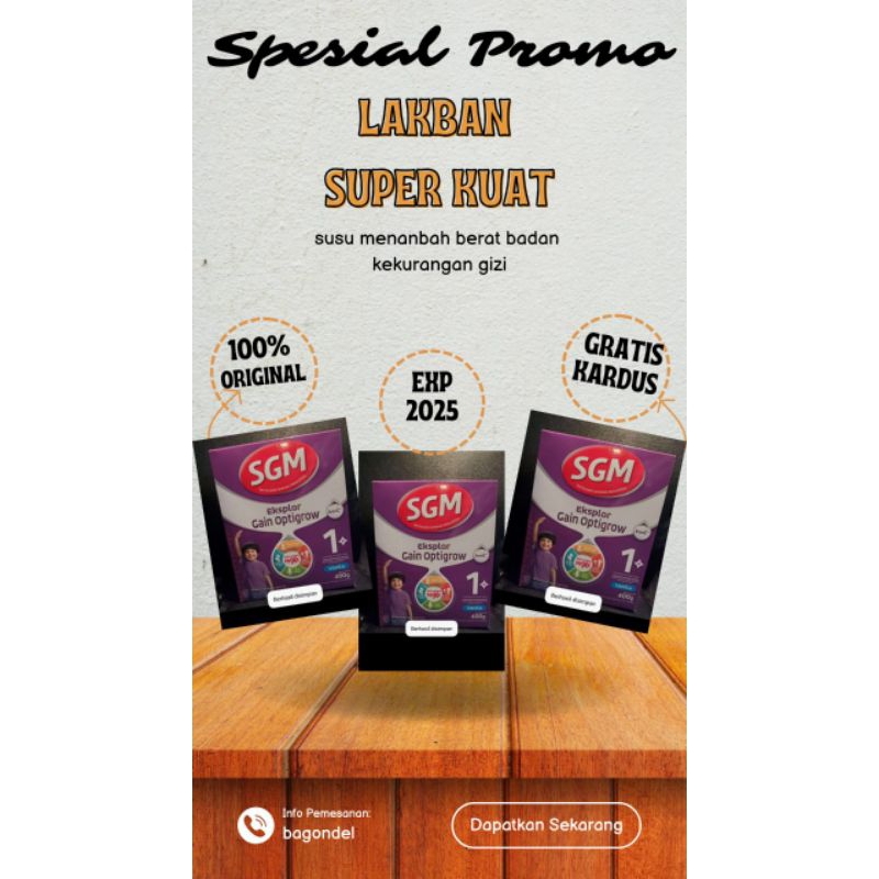 

SGM gain optigrow 1+ 400 gram susu menambah berat badan kekurangan gizi