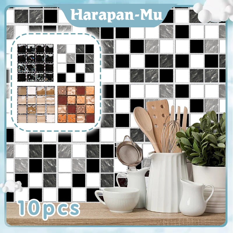 10 Pcs Wallpaper Lantai Keramik Sticker Kramik Lantai Stiker Non Slip Dapur Wallpaper Kamar Mandi An