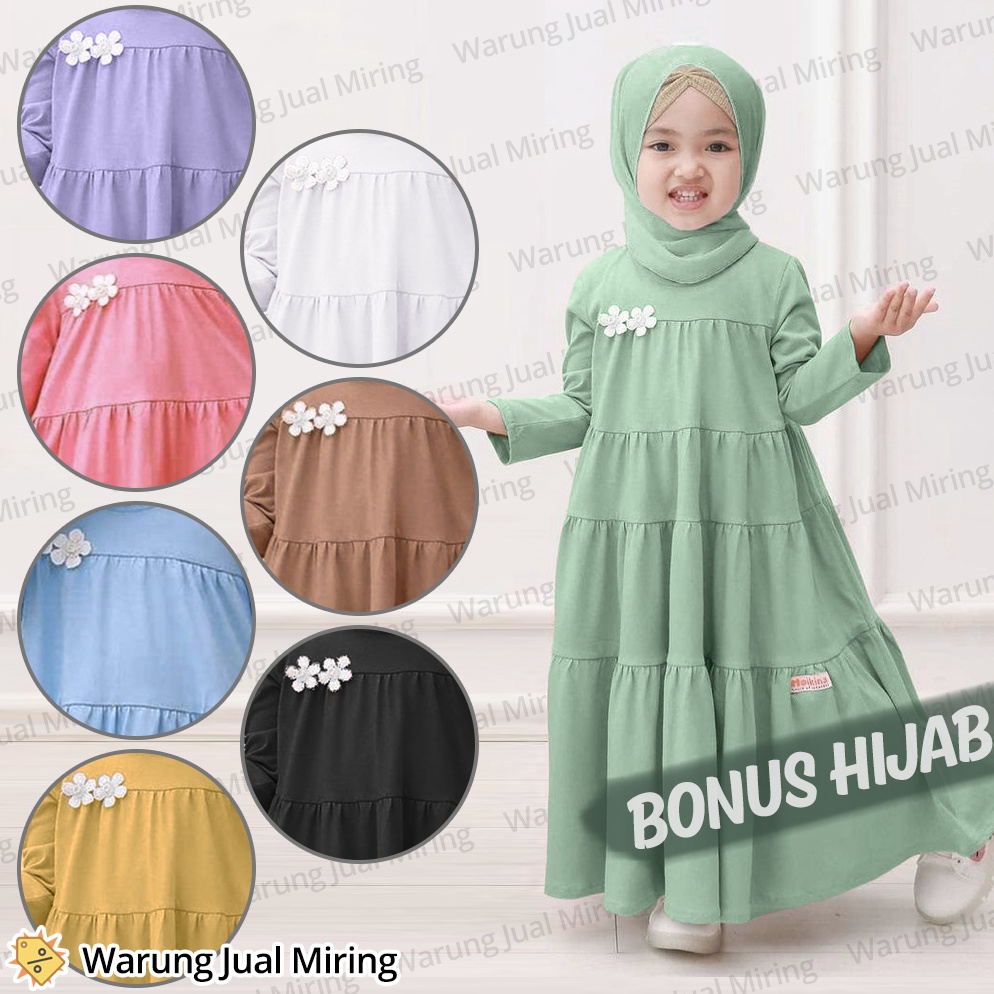 COD✅ TERMURAH✅ Setelan Gamis & Hijab Anak Susun 1-12 Tahun Model Polos Terbaru 2023 Bahan Jersey Pri