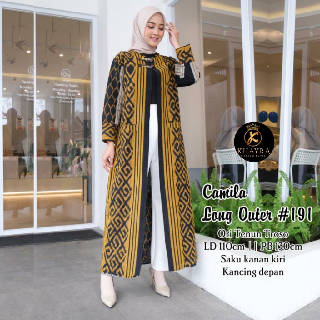 Long Outer Batik Tenun by Butik Batik Solo bahan tenun kode CAMILA LONG OUTER TENUN