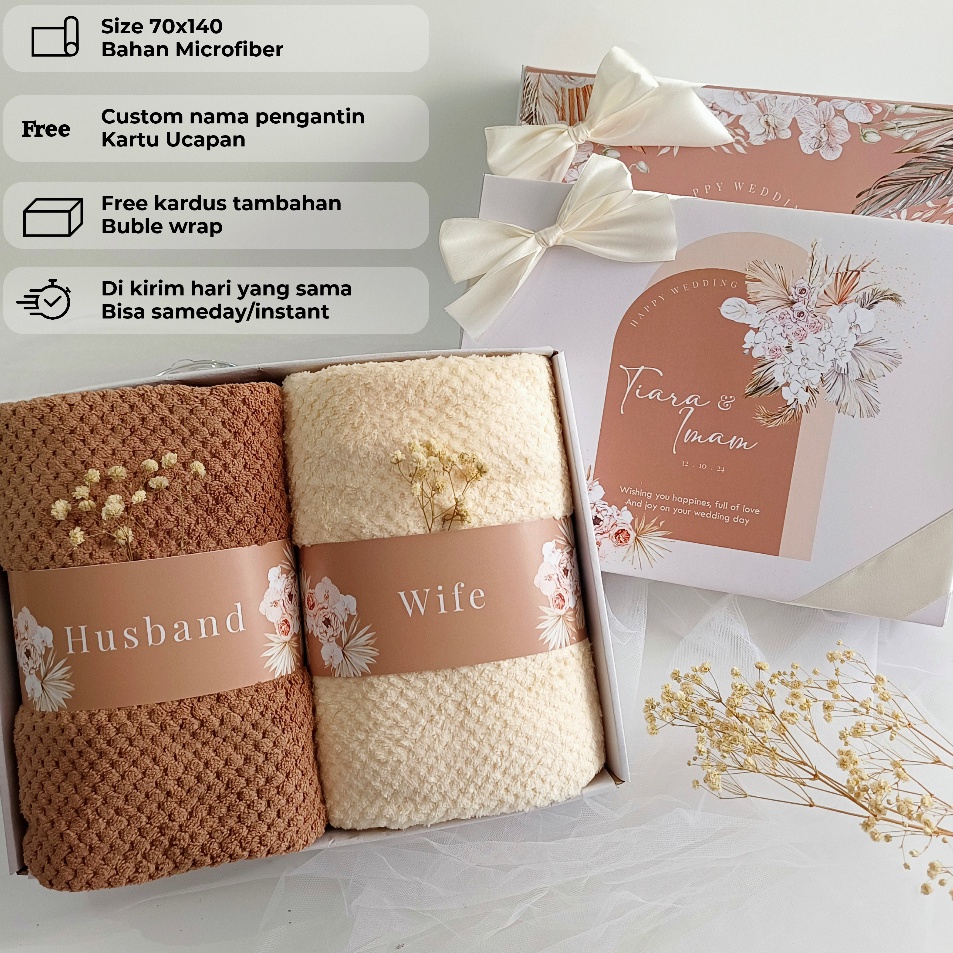 Hampers Handuk Couple Pasangan Gift Set Box Handuk Hampers Wedding Pernikahan Wedding Gift