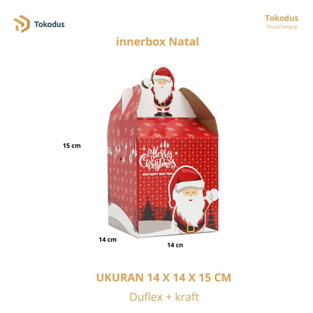 

Kardus Box Natal 14 x 14 x 15cm Dus Kue Kering Isi 2 Toples Bulat 500gr - Tokodus Pagarsih