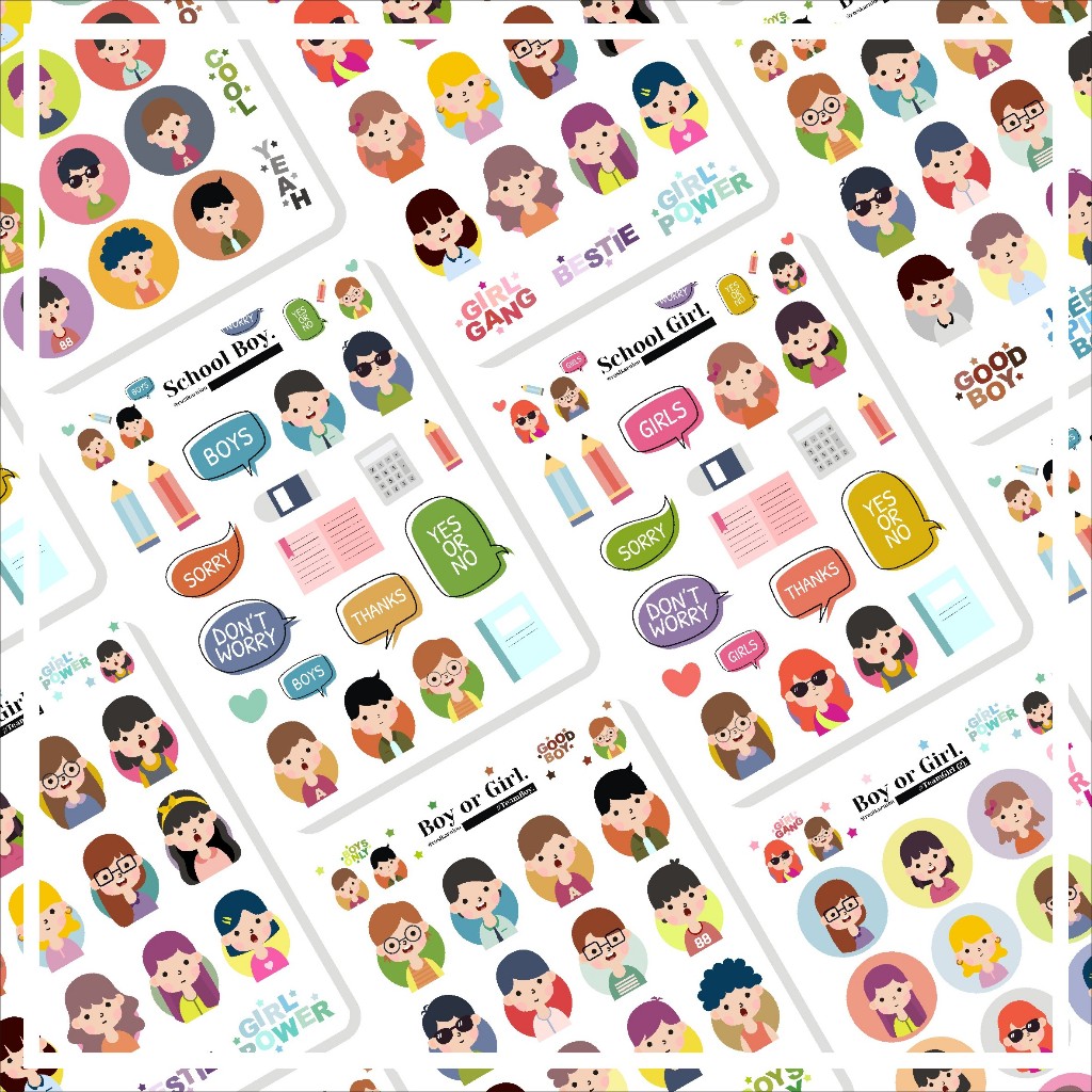 

SCHOOL BOYS AND GIRL KISS CUT STIKER / STICKER by ROSIKARNION