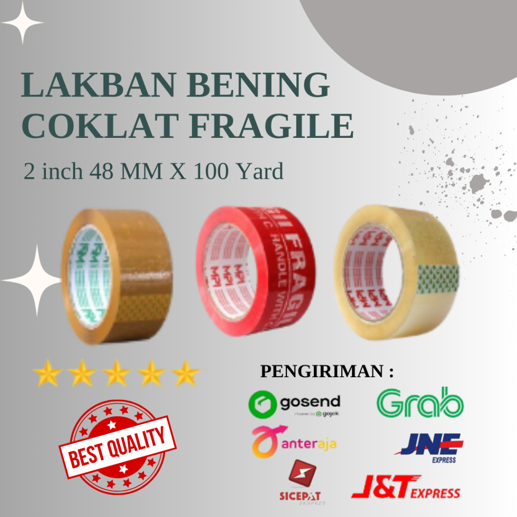 

PENGIRIMAN CEPAT - Lakban Bening Coklat Fragile 2 Inch 48 X MM X 100 Yard Membantu Untuk Packaging Kualitas Bagus Murah Tebal