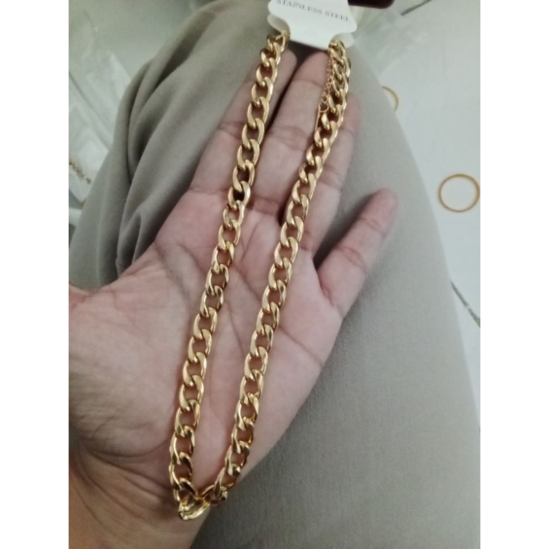 kalung titanium asli sisik naga warna gold titanium asli