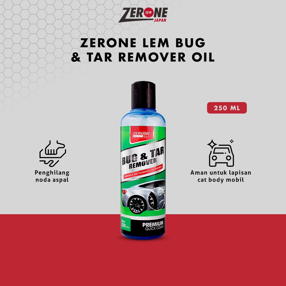 Zerone Bug &amp; Tar Remover 250 ml Penghilang Noda Aspal Bekas Lem, Oil, Stiker Body &amp; Kaca Mobil