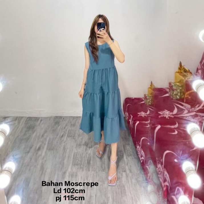 { THABI } MS YEENA DRES / MIDI DRESS KOREAN / DREES WANITA / BAJU WANITA KEKINIAN / GAUN / BAJU PEST