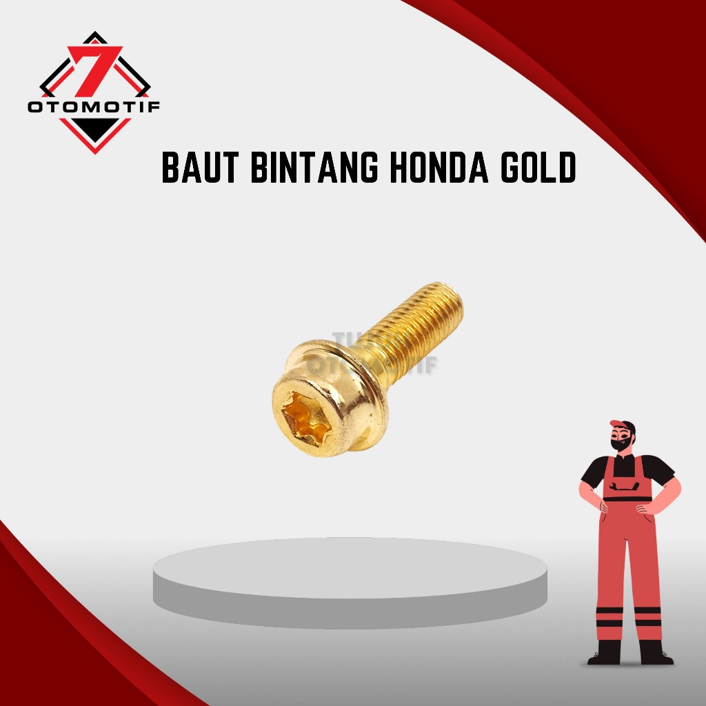 Baut Bintang Honda Dudukan Kaliper Cakram M8x25 Baut 12 Gold