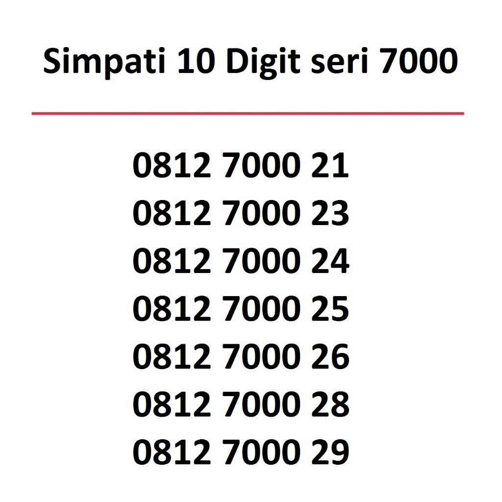 Nomor Cantik Simpati 10 Digit Seri 7000
