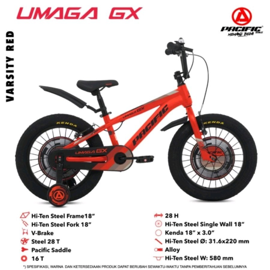 Sepeda bmx 18 inch anak pacific ban jumbo gede high quality rem v break cowok usia 5-10 tahun sni ne