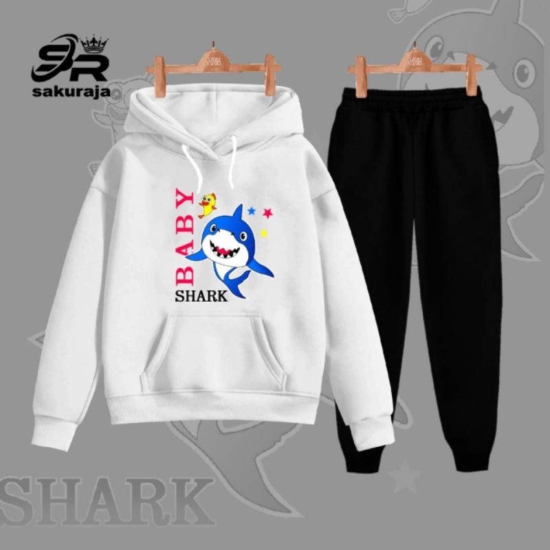 setelan hoodie anak karakter baby shark/umur 2-17 tahun